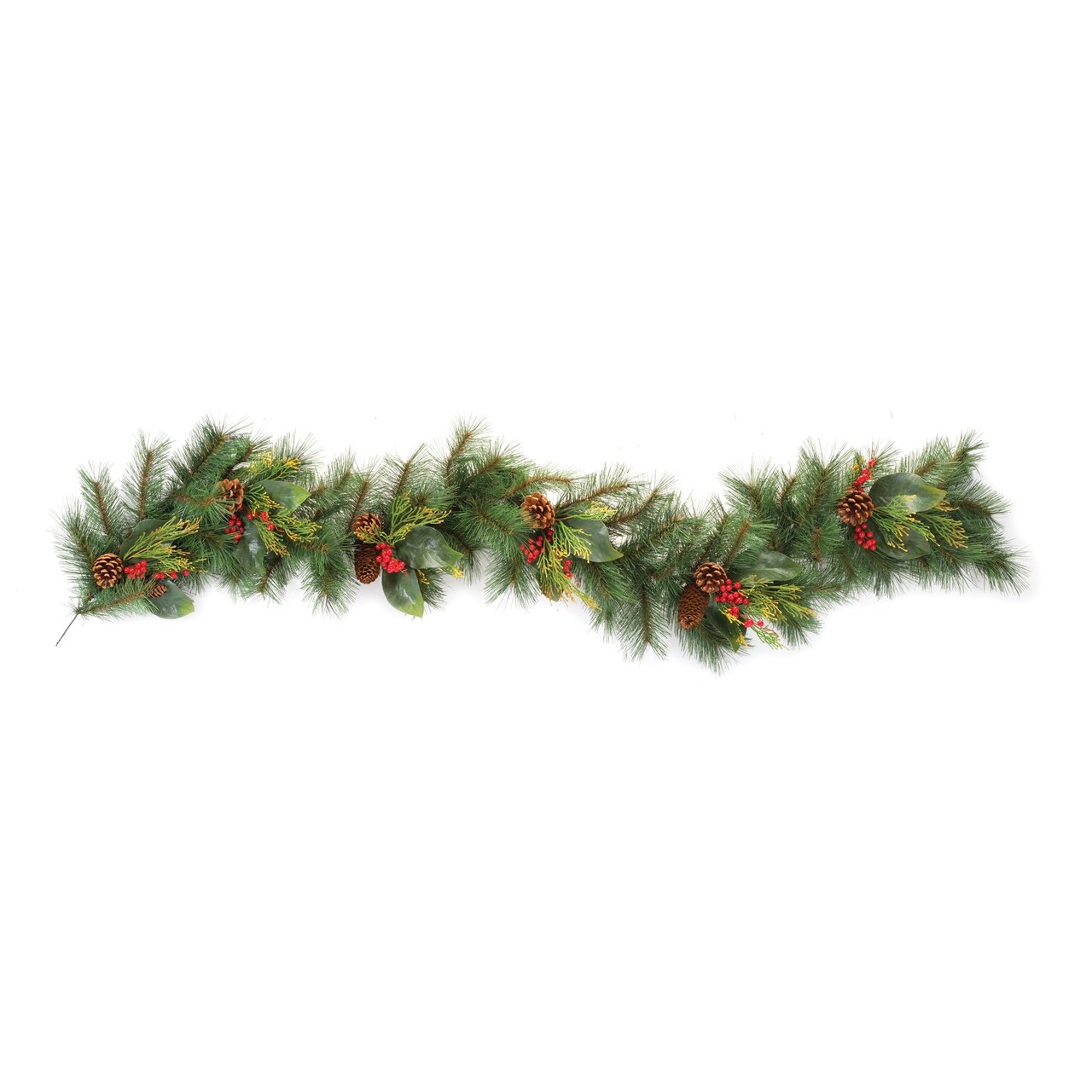 Melrose 6' x 11" Pine Magnolia Leaf and Berry Artificial Christmas Garland, Unlit